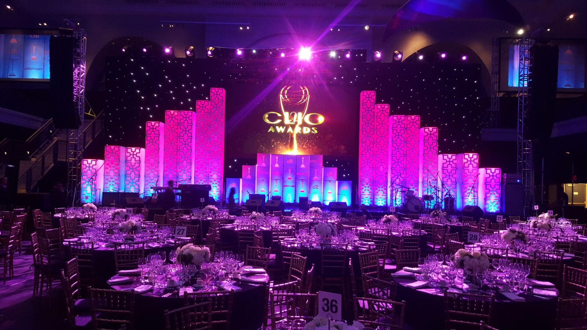 A stage set up for the omo awards.